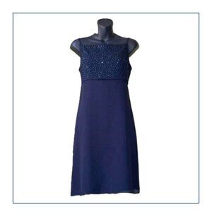 Empire Waist Cocktail Dress | David Warren New York Petites | Midnight Blue | SP